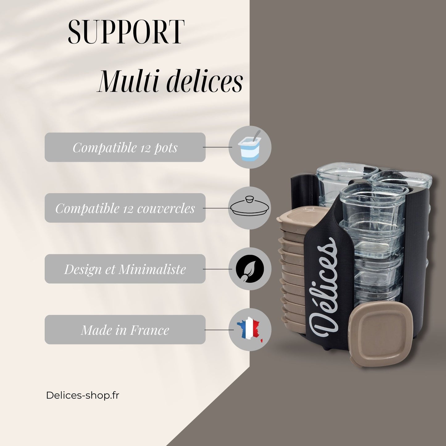 Rangement 12 pots et couvercles pour Yaourtière seb Multidelices