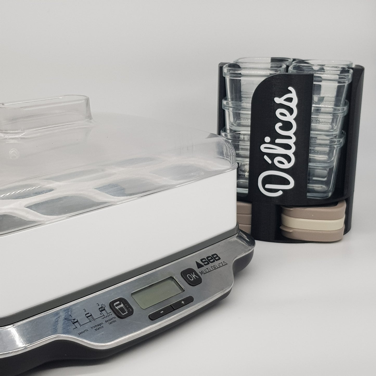 Rangement Yaourtière Seb Multidélices compatible 12 pots et couvercle