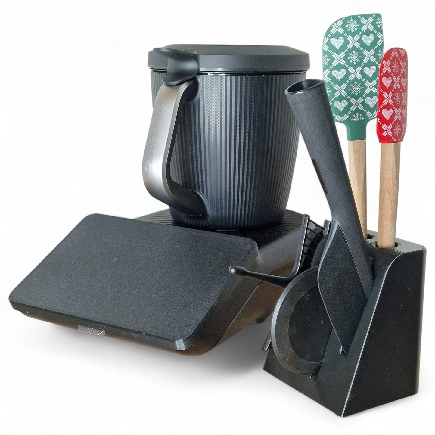 Rangement Accessoires Thermomix TM7 - Support Organiseur Bouchon Fouet Spatule - Porte-Ustensiles 2 Cuillères - Made in France TM7