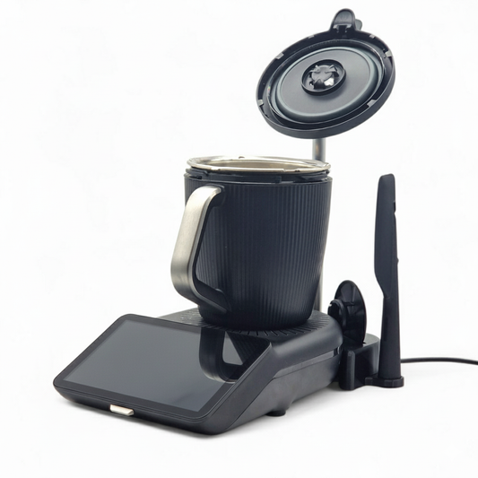 Station de Travail Thermomix TM7 Noir | Support Couvercle + Rangement Fouet Spatule Bouchon | Organisation Cuisine | Made in France