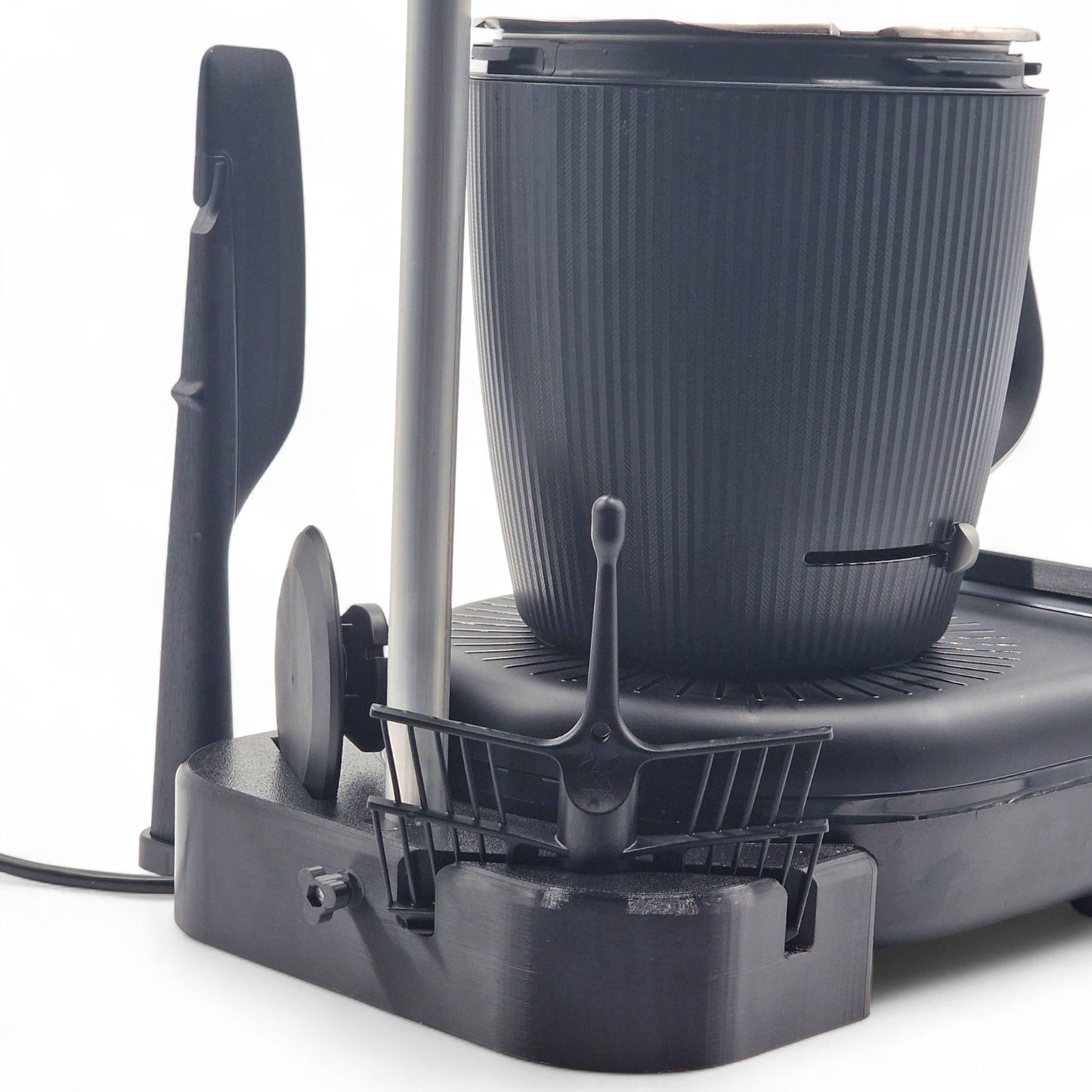 Station de Travail Thermomix TM7 Noir | Support Couvercle + Rangement Fouet Spatule Bouchon | Organisation Cuisine | Made in France